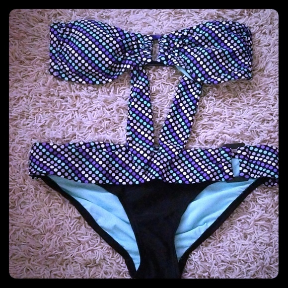 Xhilaration Other - Black Polka Dot Bandeau Bikini